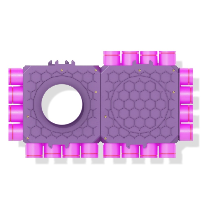 Skrzynka rozdzielcza dwumodułowa przelotowa 200mm, 20x75mm + uszczelki modułowe 2kpl +uszczelki fi 75 20szt + zapinki strong 20szt